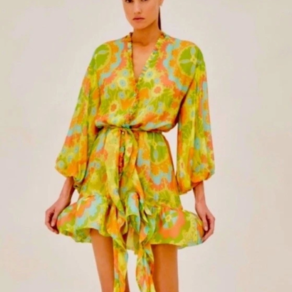 Alexis Analia Floral Minidress Camellia Lime